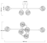6 Light Chrome Flush with Mesh Ball Shades (01529RON06CH)