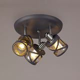 3 Light Round Spotlight, Matt Grey/Polished Chrome/Cognac (1230SPR30A)