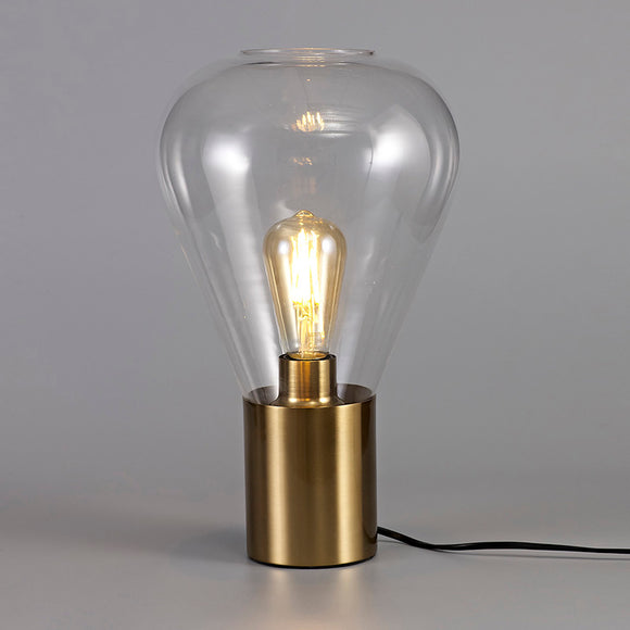 1 Light Narrow Table Lamp, E27, Ancient Brass/Clear Glass (1230SUN144A)