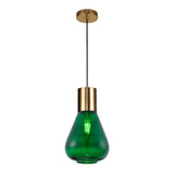 1 Light Narrow Pendant, E27, Ancient Brass/Bottle Green Glass (1230SUN925)