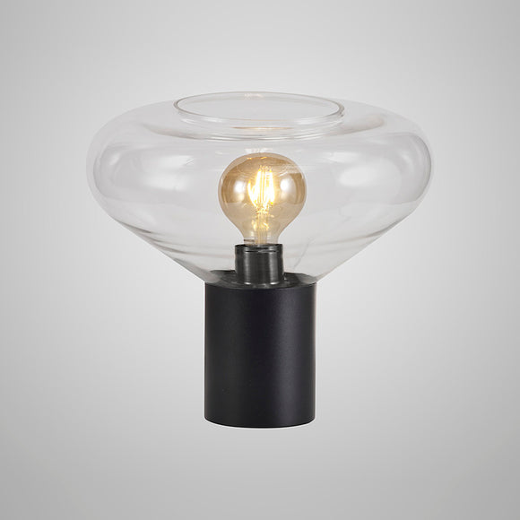 1 Light Wide Table Lamp, E27, Satin Black/Clear Glass (1230SUN1105)