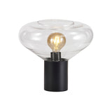 1 Light Wide Table Lamp, E27, Satin Black/Clear Glass (1230SUN1105)