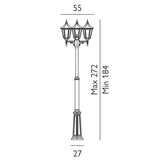 3 Light Lamp Post - Black IP54 (0178VALV7)