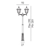 2 Twin Light Large Lamp Post - Black IP54 (0178VALVG6)
