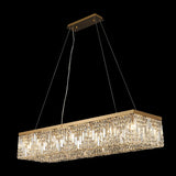 120x37cm Rectangular Pendant Chandelier, 16 Light E14, Gold/Crystal (1230HAL40GO)