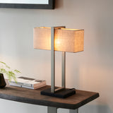 Modern classic style satin nickel table light with natural shade (0711REC93060)