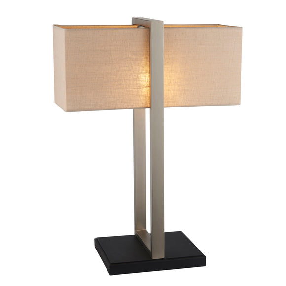 Modern classic style satin nickel table light with natural shade (0711REC93060)