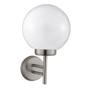 Lantern Outdoor Wall Light - Stainless Steel & White Shade, IP44 (0483ORB75)
