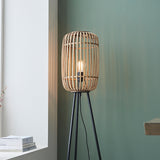 1 light Floor Lamp Bamboo Cage Design with Matt Black Finish (0711MAT101774)