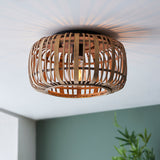 1 Light Flush Bamboo Cage Design with Matt Black Finish (0711MAT101776)