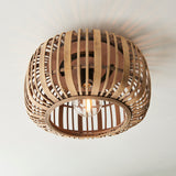 1 Light Flush Bamboo Cage Design with Matt Black Finish (0711MAT101776)