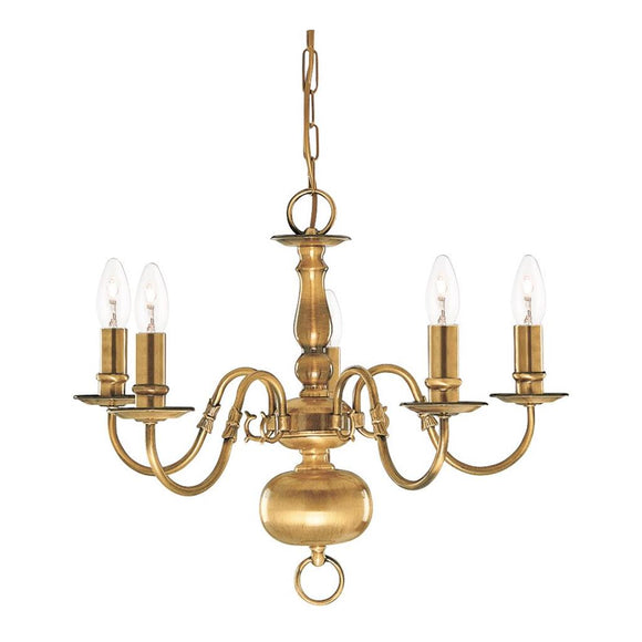 5 Light Ceiling Pendant - Antique Brass (048310195AB)