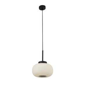 Ceiling Pendant - Black Metal & Frosted Ribbed Glass (0483LUM102721BK)