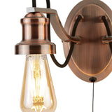 2 Light Wall Light - Antique Copper with Black Braided Cable (0483OLI10622CU)