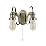 2 Light Wall Light - Satin Silver with Black Braided Cable (0483OLI10622SS)