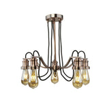 5 Light Chandelier Pendant - Antique Copper with Black Braided Cable (0483OLI10655CU)
