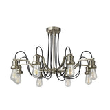 8 Light Chandelier Pendant - Satin Silver with Black Braided Cable (0483OLI10688SS)