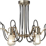 8 Light Chandelier Pendant - Satin Silver with Black Braided Cable (0483OLI10688SS)