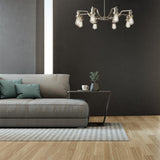 8 Light Chandelier Pendant - Satin Silver with Black Braided Cable (0483OLI10688SS)