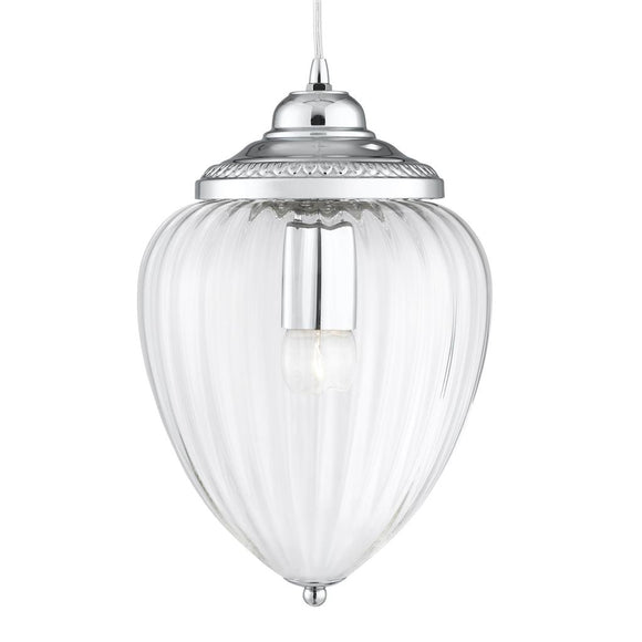 Ceiling Pendant - Chrome & Clear Ribbed Glass (0483MOS1091CC)