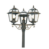 3 Light 230cm Outdoor Post - Black Gold & Glass - IP44 (0483NEW15283)