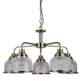 5 Light Ceiling Pendant - Brass & Halophane Glass (0483BIS16855AB)