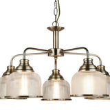5 Light Ceiling Pendant - Brass & Halophane Glass (0483BIS16855AB)
