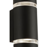 LED Outdoor 2 Light Wall Light - Black & Clear Diffuser, IP44 (0483SHE20022BKLED)