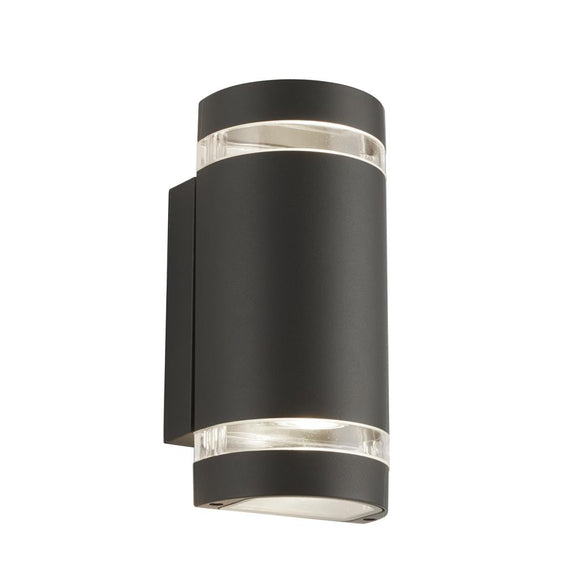 LED Outdoor 2 Light Wall Light - Grey, Clear Diffuser, IP44 (0483SHE20022GYLED)