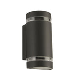 LED Outdoor 2 Light Wall Light - Grey, Clear Diffuser, IP44 (0483SHE20022GYLED)