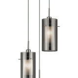 3 Light Multi-Drop Pendant - Smoked Glass with Frosted Inner (0483DUO23003SM)
