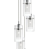 5 Light Multi-Drop Pendant - Chrome and Double Glass (0483DUO23055)