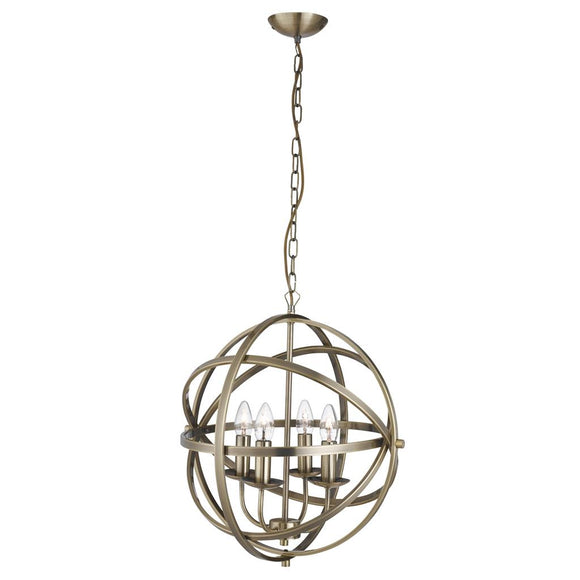 4 Light Ceiling Pendant - Antique Brass (0483ORB24744AB)
