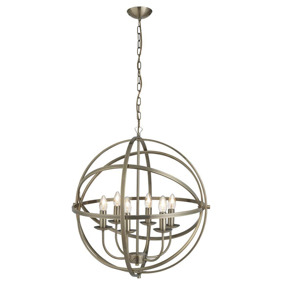 6 Light Ceiling Pendant - Antique Brass (0483ORB24766AB)