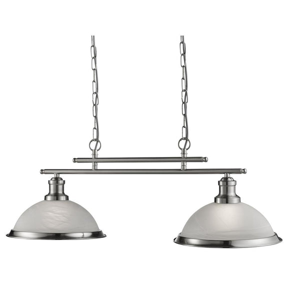 2 Light Bar Ceiling Pendant - Satin Silver & Glass (0483BIS26822SS)