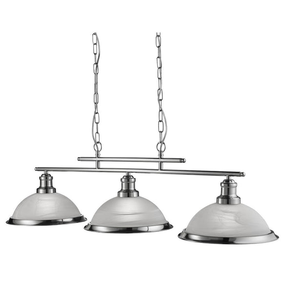3 Light Bar Ceiling Pendant - Satin Silver & Glass (0483BIS26833SS)
