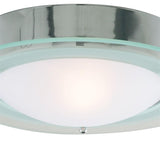 Flush Ceiling Light - Chrome & Clear/Acid Glass, Bathroom IP44 (0483GLO43374LED)