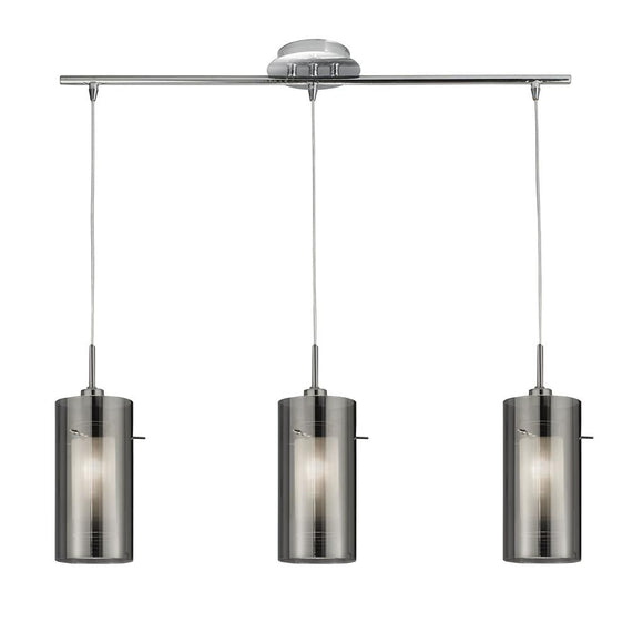 3 Light Bar Pendant - Smoked Glass with Frosted Inner (0483DUO33033SM)