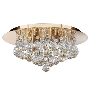 4 Light Flush Ceiling Light - Gold & Clear round Crystals (0483HAN34044GO)