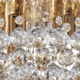 4 Light Flush Ceiling Light - Gold & Clear round Crystals (0483HAN34044GO)