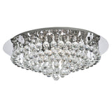 8 Light Flush Ceiling Light - Chrome & Clear Round Crystals (0483HAN34088CC)
