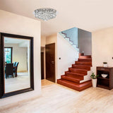 8 Light Flush Ceiling Light - Chrome & Clear Round Crystals (0483HAN34088CC)