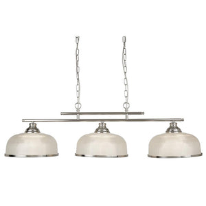 3 Light Bar Ceiling Pendant - Silver & Halophane Glass (0483BIS35933SS)