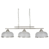 3 Light Bar Ceiling Pendant - Silver & Halophane Glass (0483BIS35933SS)