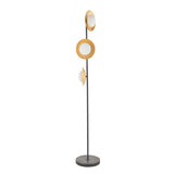 Gold & bronze dish floor light with pebble shaped glass (0711DIS92039)