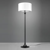 Floor Lamp in Matt Black Metal with White Fabric Shade (1542SAB415700)
