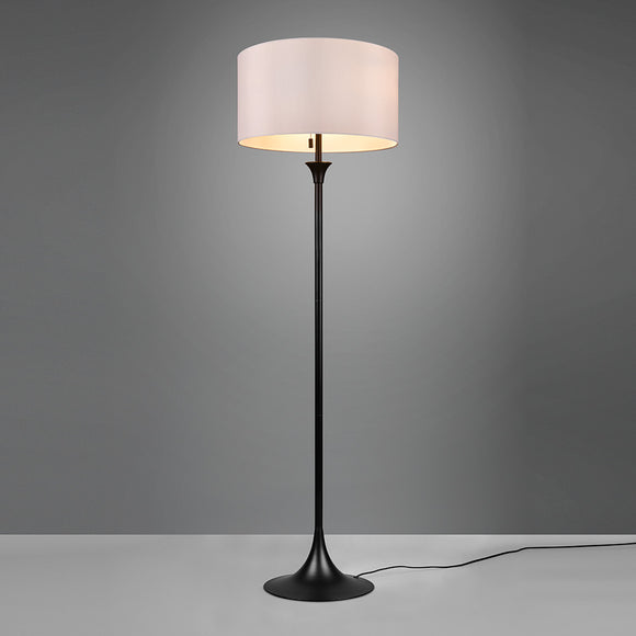 Floor Lamp in Matt Black Metal with White Fabric Shade (1542SAB415700)