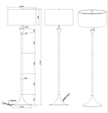 Floor Lamp in Matt Black Metal with White Fabric Shade (1542SAB415700)