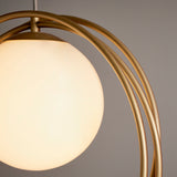 Hooped brushed gold single pendant with gloss Opal Glass Shade (0711HOP92488)