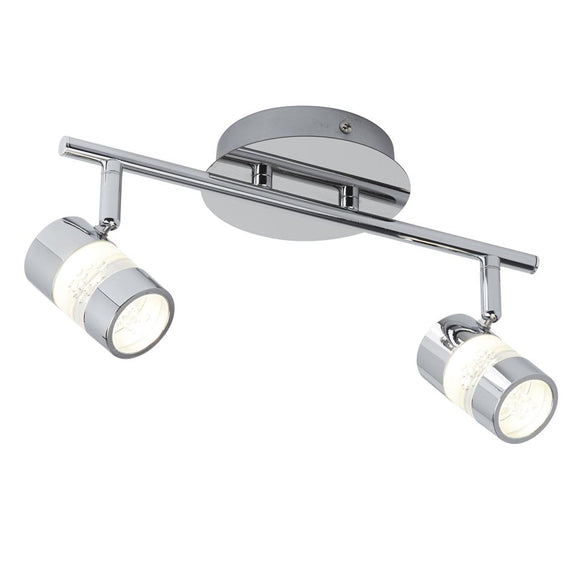 2 Light LED Bathroom Spotlight - Chrome & Acrylic, IP44 (0483BUB4412CC)
